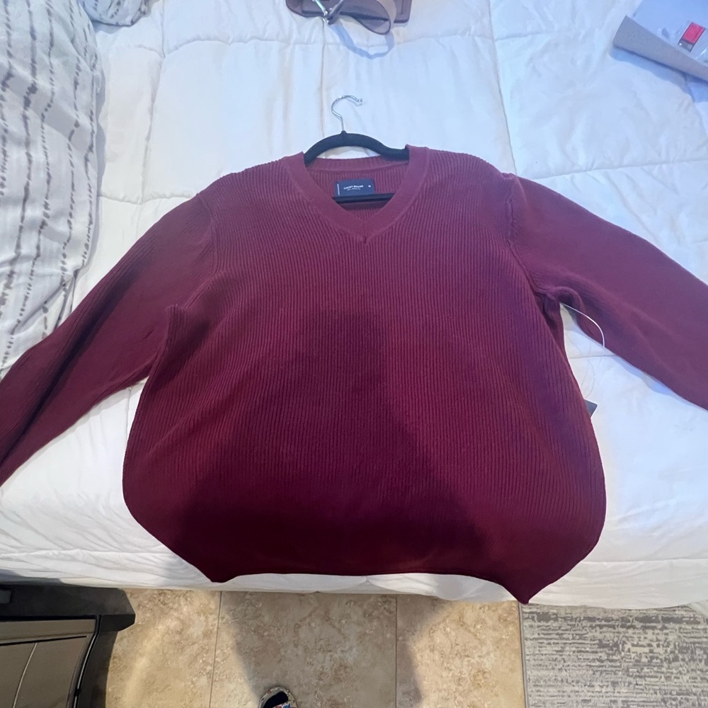 MENS LUCKY BRAND sweater V neck burgundy